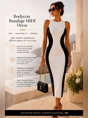 Quiet Luxury Bodycon Midi Dress | Sculpting Fit | Effortless Elegance
